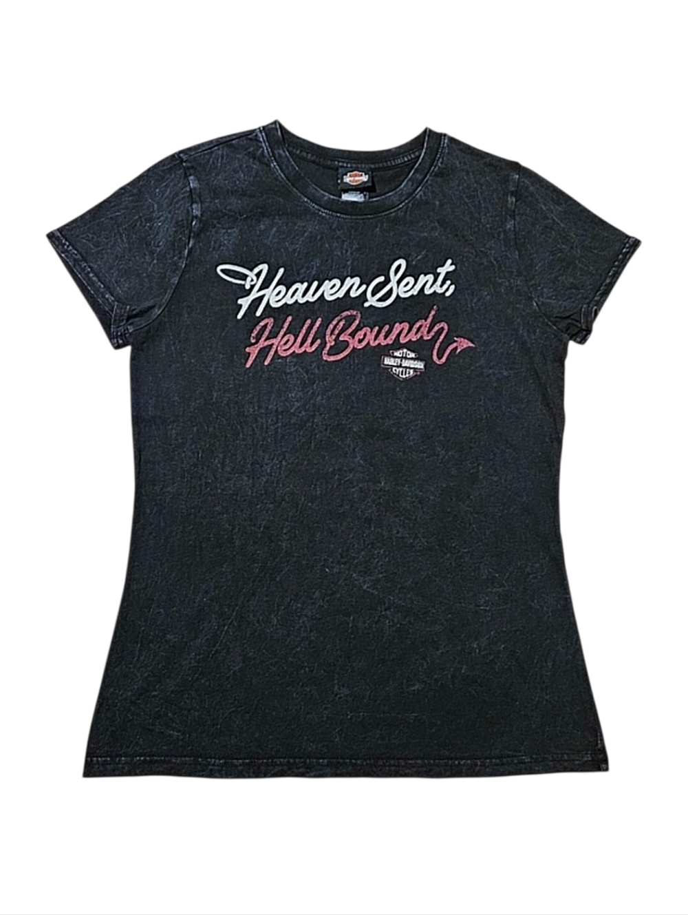 Harley Davidson Washed Black Short Sleeve Front Graphic Tee Size XS NWOT
